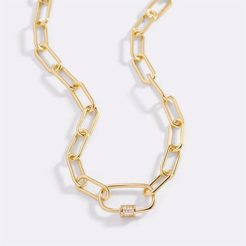 Diamond Carabiner Link Necklace