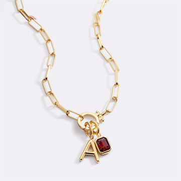 Personalized Initial Birthstone Necklace