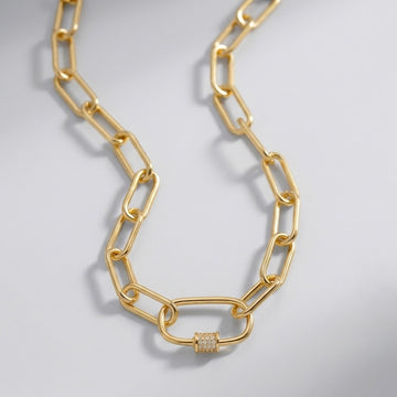 Diamond Carabiner Link Necklace