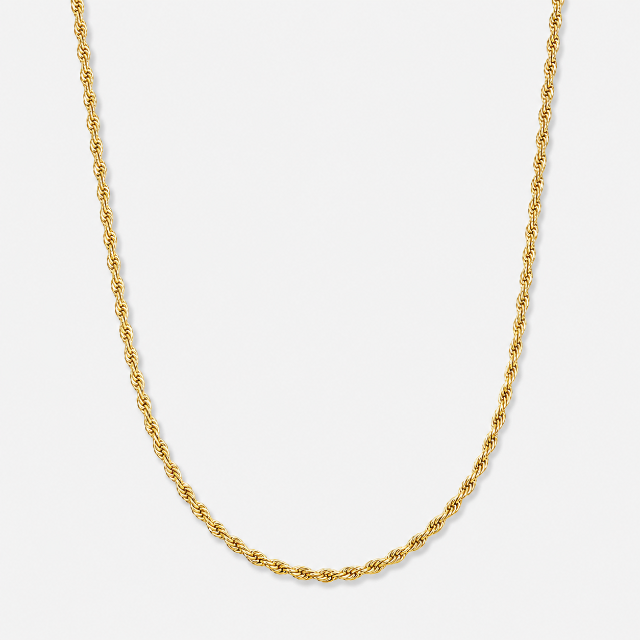 Gold chain necklace on a light gray background collection-image