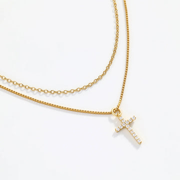 Layered Cross Necklace Set